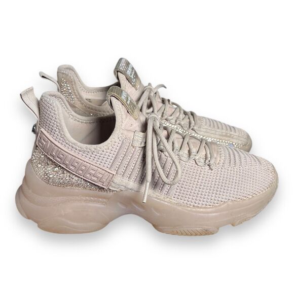 Steve Madden Maxima SM NY90 Gem Studded Beige & Gold Shoes Women’s Size 9M - Picture 6 of 16